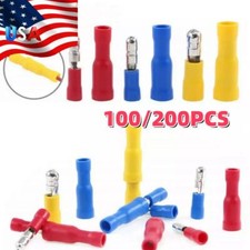 100/200PCS 22-10AWG Male/Female Crimp Insulated Wire Connectors Bullet Terminals