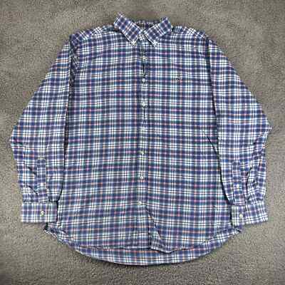 Vineyard Vines Shirt Mens XL Blue Plaid Slim Fit Whale Long Sleeve Button Up