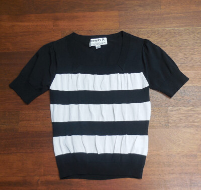 NEU! Shirt Sommerpullover JOSEPH A. QU'EST-CE QUE C'EST SILK? schwarz-weiß Gr.XS