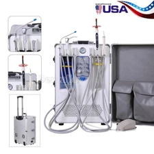 Mobile Dental Delivery Unit System Suction Rolling Case Air Compressor 4Hole