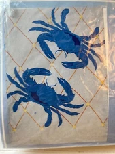 C and F Enterprises Double Applique Blue Crab Coastal Outdoor Flag 28 x 40" NEW 