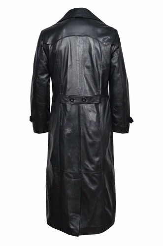 New Men's Motorcycle Large Size Leather Jacket Leather Coat Casual Long Overcoat - Bild 7 von 14