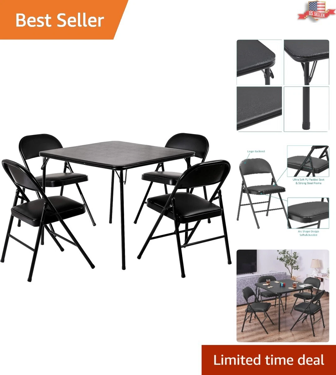 Sturdy Versatile Compact Portable Folding Table Chairs Set 5