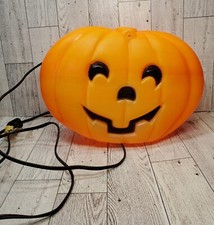 HAL2 VTG Blinky Halloween Jack O Lantern 9" Pumpkin Blow Mold Flat Lighted