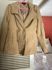 Jason Kole wool blend camel hooded coat