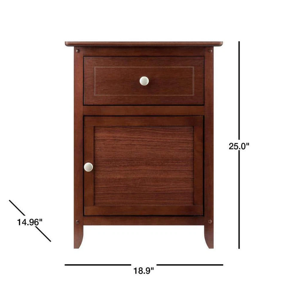 Mesa de acento ganadora acabado nogal perilla de metal cajón gabinete cerrado patas cónicas Foto 3 de 4