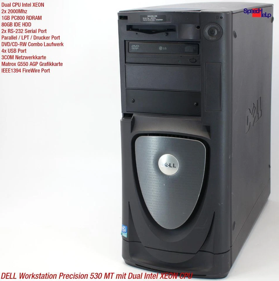 Profi Dell Precision Workstation 530 Mt Computer Pc Server Dual Xeon 1Gb Matrox - Image 2 of 4