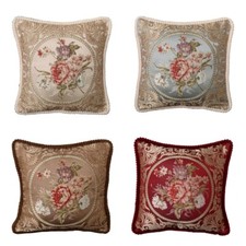 Embroidery Flower Clusters Pillow Case Short Plush Edging Cushion Cover Elegant