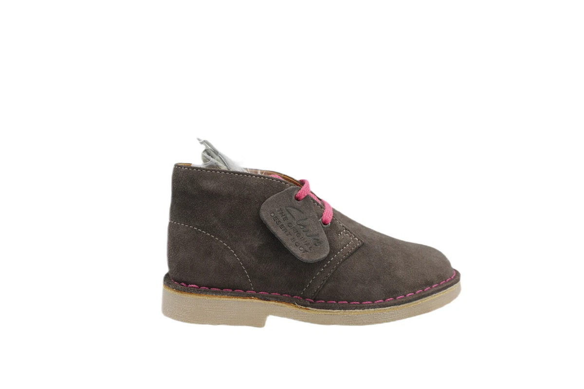 04873 Clarks Desert Boot TD Girls Toddlers Kids Grey Suede Pink