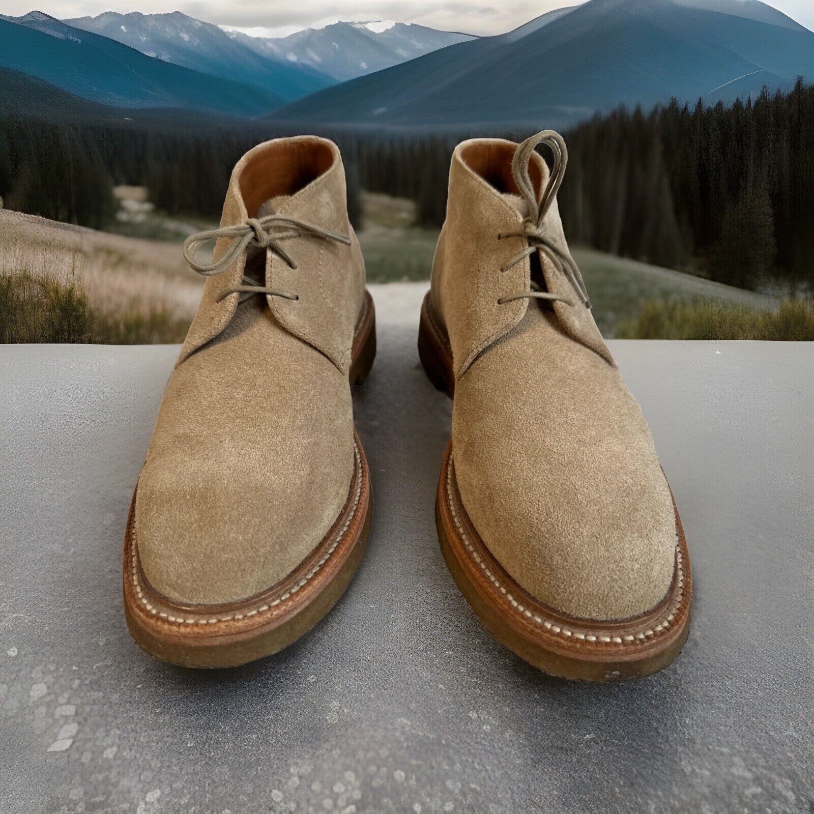 SAOLA Scarpe Grant Stone da uomo taglia 9D Desert Tan pelle scamosciata suola crepe 3 occhielli