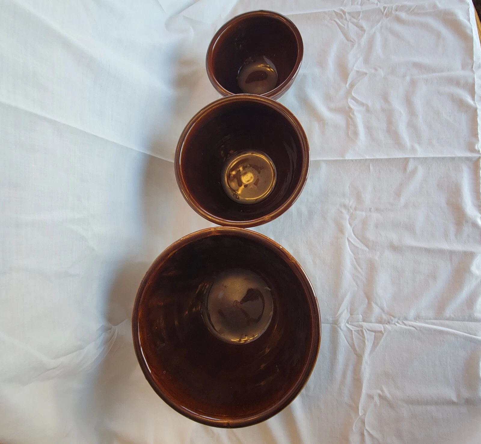 Brown Stonewear Nesting Bowls, Unmarked