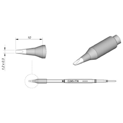 JBC Lötspitze Serie C245 Meißelform, C245774/1,2 x 0,3 mm, gerade C245774