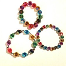 Kids Multi-Color Bead Stretch Bracelets Lot of 3