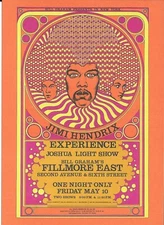 JIMI HENDRIX  Second Print  Concert Handbill PC  1968 Fillmore East NYC