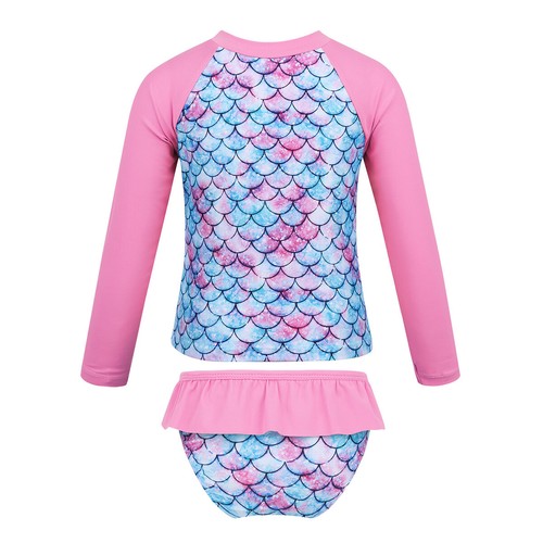 Girl Bikinis Swimsuits Fish Scales Printed Rash Guard Tops+Bottoms Bathing Suits - Picture 4 of 46