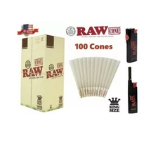 raw organic KING size pre rolled cone AUTHENTIC + RAW PHOENIX extendo lighter