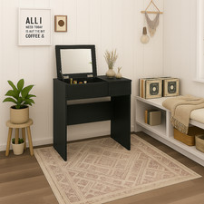 Wooden Vanity Table with Mirror & Drawers – Makeup Desk,  Bedroom Furniture