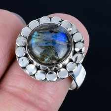 Magnificent Labradorite Gemstone 925 Sterling Silver Jewelry Ring Size Adj