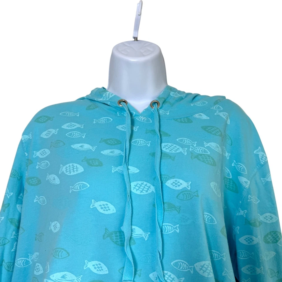 Sudadera con capucha ligera de algodón con estampado de peces Fresh Produce para mujer talla L Foto 2 de 4