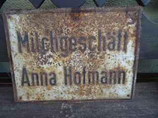 Blechschild Milchgeschäft Anna Hofmann Reklameschild Schild