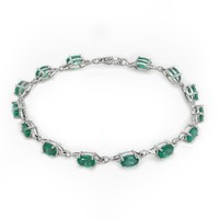 Cavill Damen Armband 925 Silber Sambia Smaragd 6,42Ct Ovalschliff