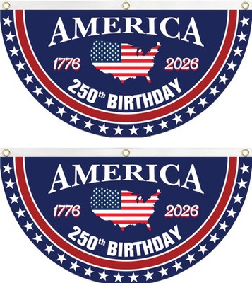 America 250th Birthday Bunting Flag, 1776-2026 Commemorative Patriotic Banner, 2
