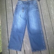 Fashion Nova Wide-Leg Juniors Women's Blue Denim Jeans 99 Cotton Pockets