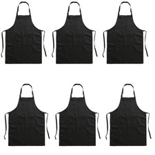 Chef Apron Kitchen Cooking Two Pockets Baker Costume Men Women 6 PCS