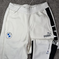Puma BMW Motorsport SDS White Black Sweat Track Pants Joggers Mens L