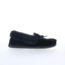 Minnetonka Camp Collar Moc 40799 Womens Black Suede Moccasin Slippers Shoes 5