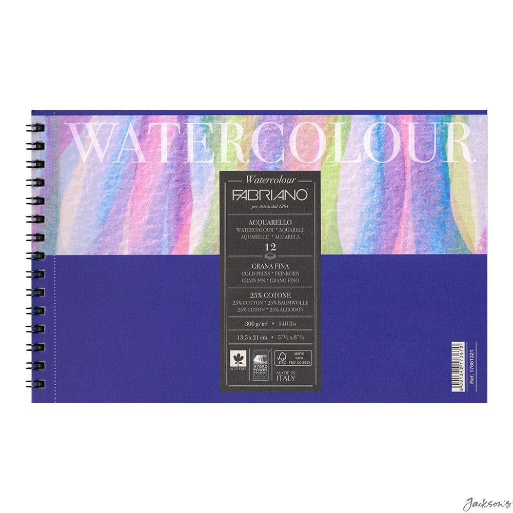 Fabriano Watercolour Spiral Pad Cold Press Paper 5x8in 300gsm 12 Sheets Painting