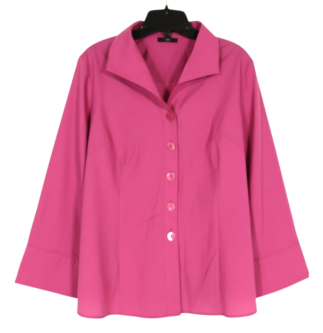 FOXCROFT Dark Pink WRINKLE FREE FITTED FIT Button-Up WIDE CUFFS Shirt/Top Sz 14
