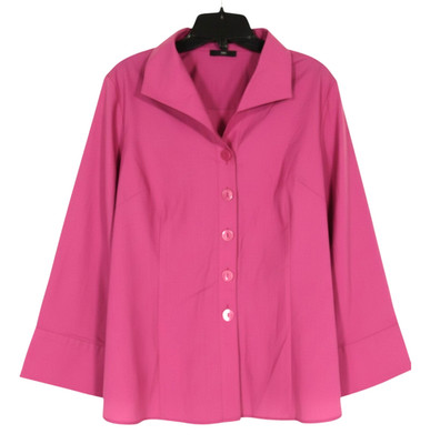 FOXCROFT Dark Pink WRINKLE FREE FITTED FIT Button-Up WIDE CUFFS Shirt/Top Sz 14