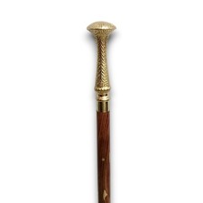 Vintage Style Brass Handle Walking Cane Antique Style Wooden Stick Engraved 36"