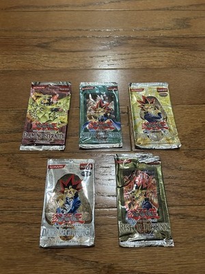 EMPTY Lot of 5 Yugioh Card Pack Foil Wrapper (No Cards!)