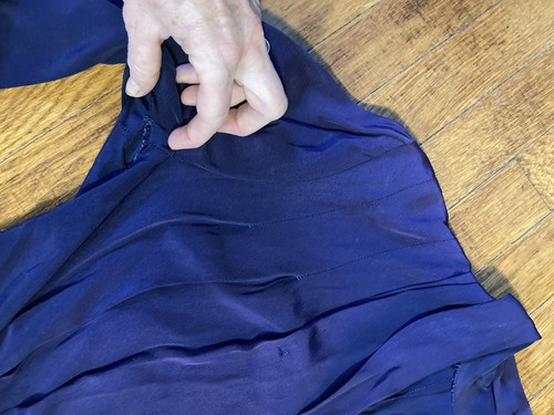 Vintage 1940s / 50s Midi Navy Blue Dress Party Size LG Modest Gown Party Work - Picture 6 of 12
