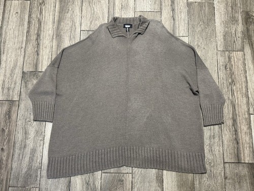 Eskandar Cashmere Silk Sweater Womens One Size Brown Luxury Mock Neck Pullover✨