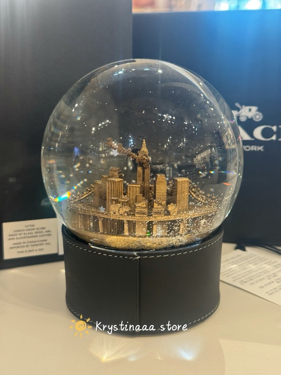COACH SNOW GLOBE WITH REXY AND SNOWMAN NIB BLACK/BRASS CCT00 With