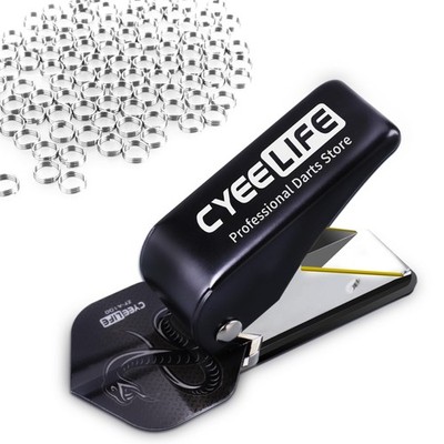 CyeeLife Dart Accessory: Flight Hole Punch Tool with 100 Metal O Rings Black 