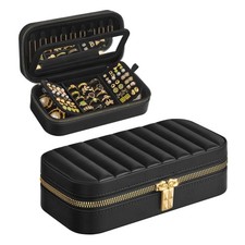 SONGMICS HOME Travel Jewelry Case, Travel Jewelry Box Organizer with Mirror, ...