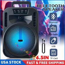 7500W 6.5" Portable Bluetooth Speaker Sound System DJ Party PA FM USB LED BT AUX