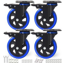 5in Caster Wheels Casters Set of 4 Heavy Duty with Brake, Safety Dual Locking