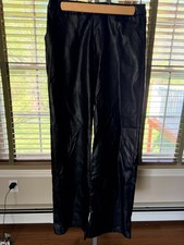 Windsor Pants Womens Medium Black Faux PU Leather Zip Up Cotton Blend