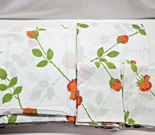 Lot Vintage Christian Dior Wamsutta Rose Twin 4 Flat, 1 Fitted, 6 Pillowcase USA