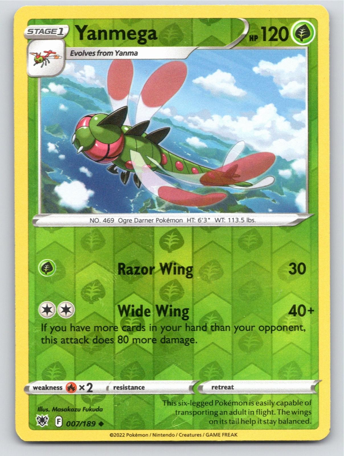 POKEMON YANMEGA ASTRAL RADIANCE 007/189 REVERSE HOLO UNCOMMON NM A45326 FREE S&H