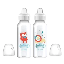 Dr. Brown's Milestones Narrow Sippy 2 Count (Pack of 1), 2 Pack, Fox + Lion 