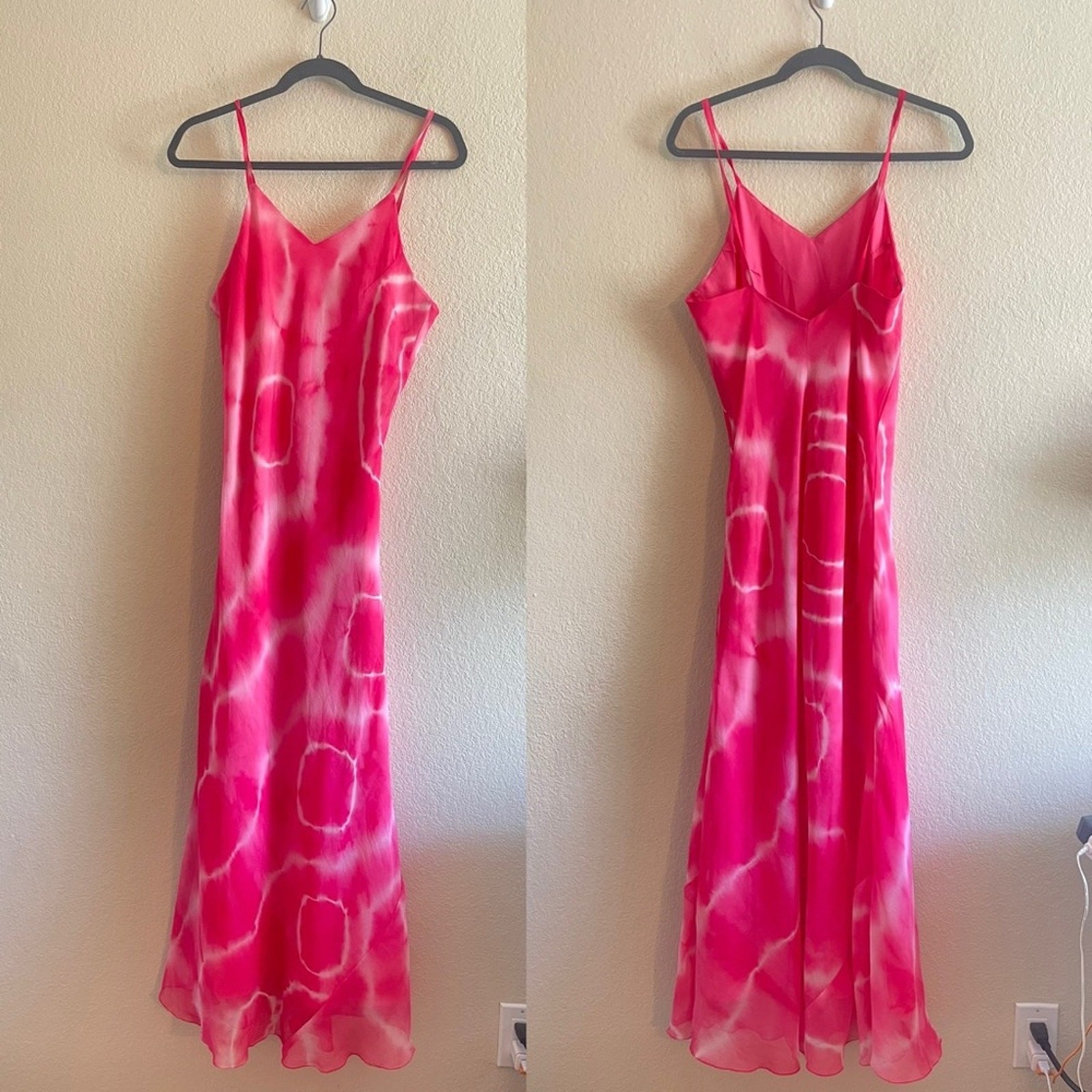 Y2K Pink Girl Collection Tie Dye Maxi Slip Dress Vacation Womens Size Large