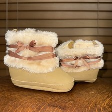 Baby Boots Tan With Fur Size 3 Soft Sole