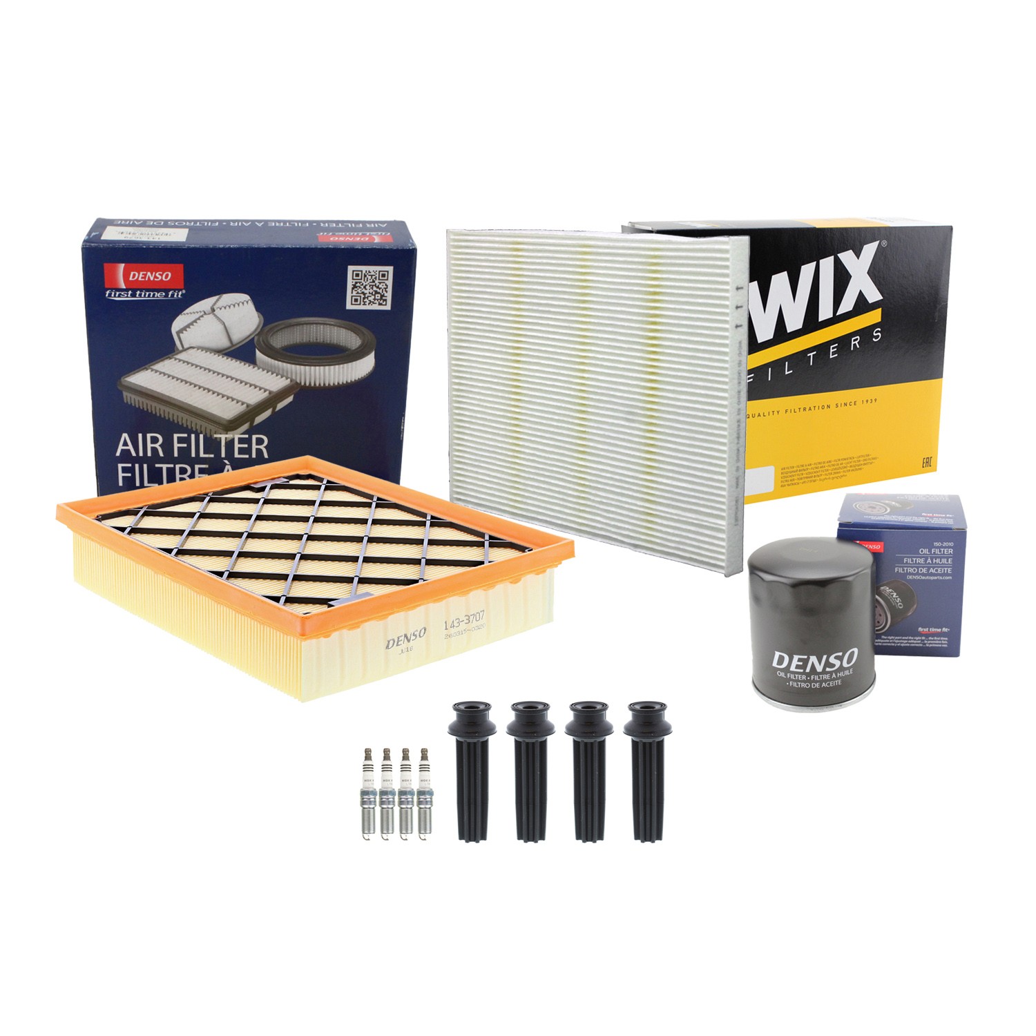 Denso Tune Up Kit NGK 4 Spark Plugs  Boots Kit for Edge Fusion MKZ 2.0 L4 Turbo