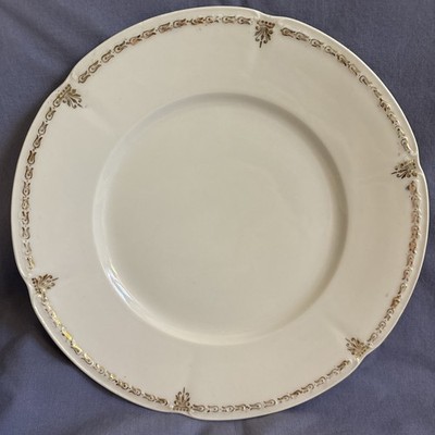 Vintage Porcelain Weimar Germany Luncheon Plate- Set Of 7- Gold/White 8'' Antique